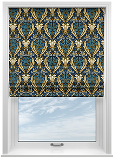Acanthus, Navy - Twist&Fit Roman Blind